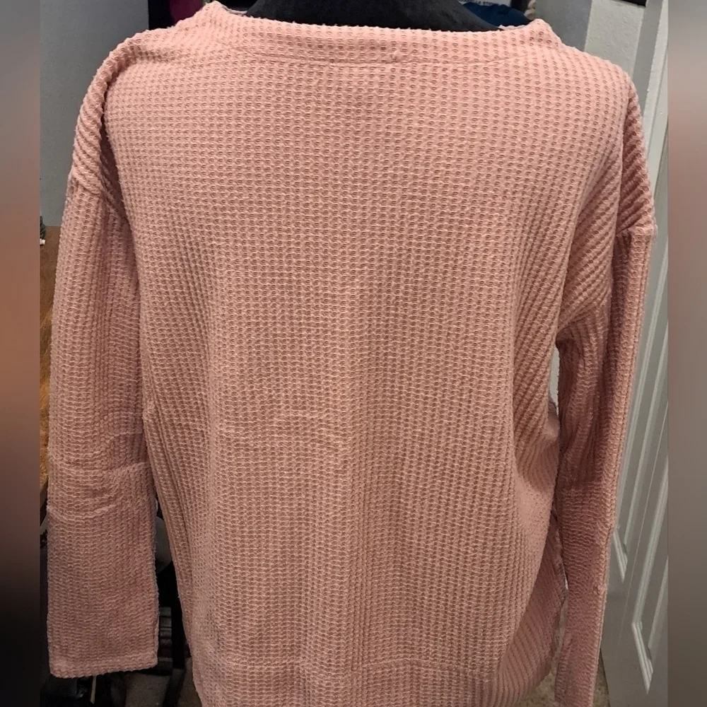 COPY - Splendid Blush Colored Waffle Knit Top Size S/CH - Picture 3 of 7